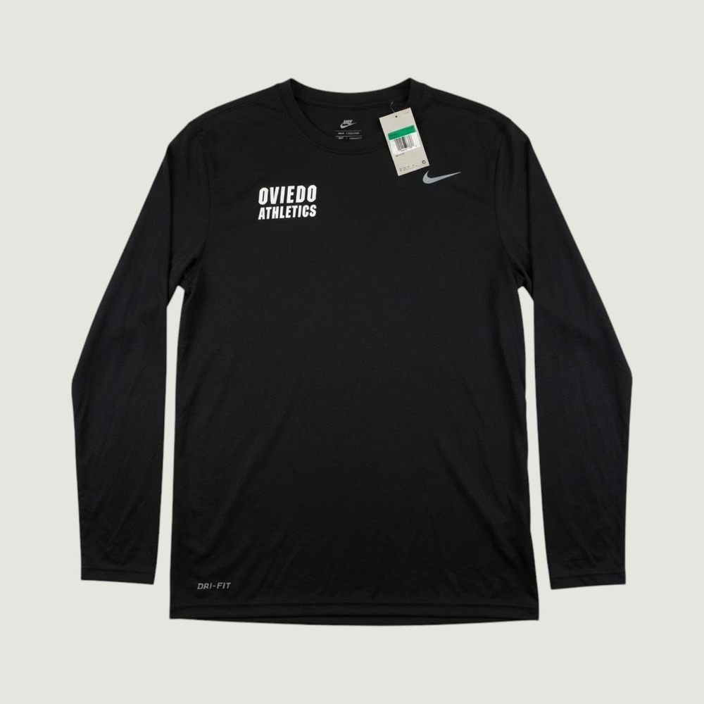 Nike Dri-FIT Shirt Mens XL Black Oviedo Athletics Long Sleeve Training Tee New